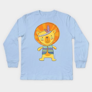 TeePee Lion Cartoon Kids Long Sleeve T-Shirt